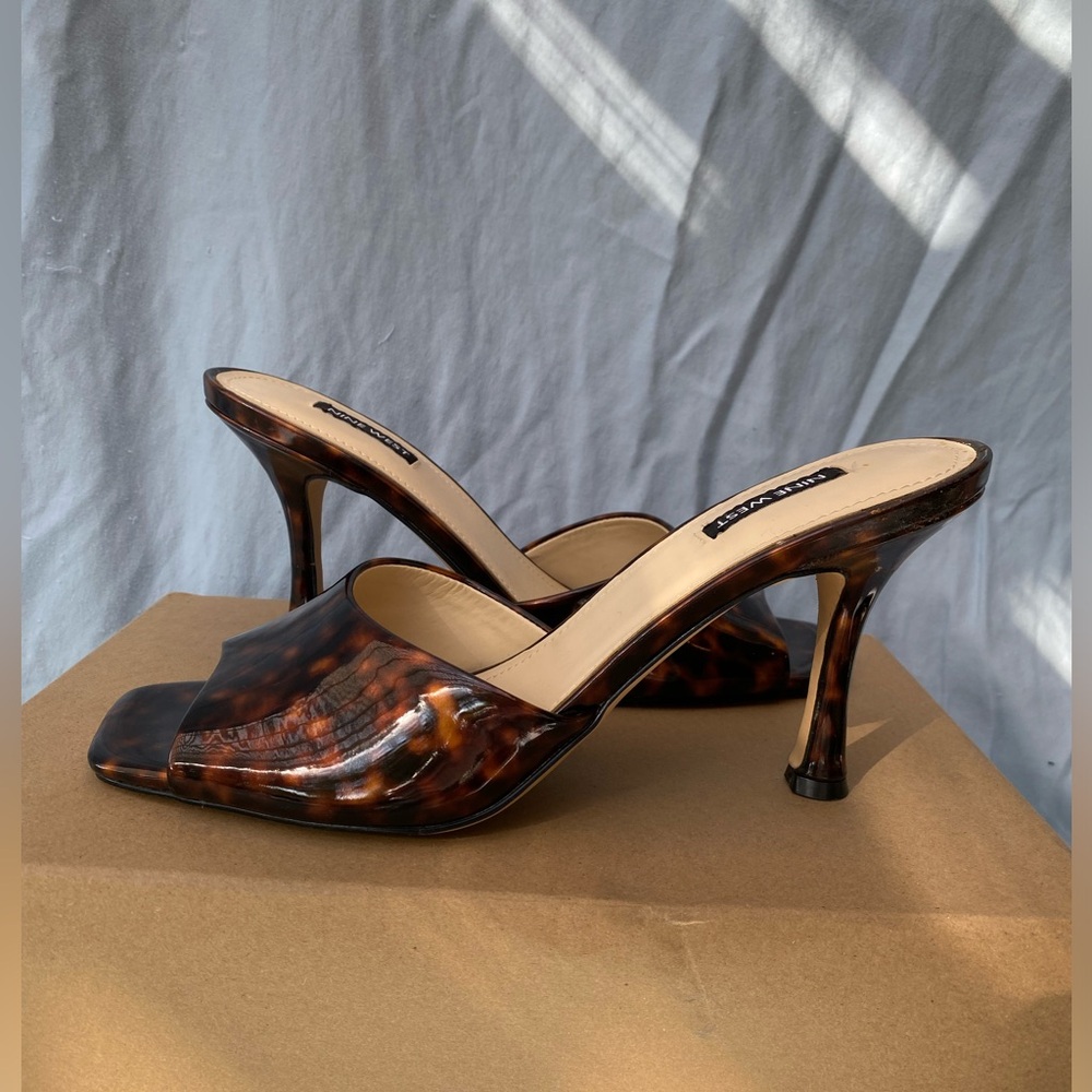 Nine West Perfact 3 Heeled Slide Sandal Dark Brown Size 10